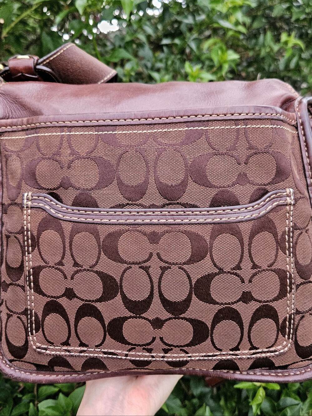 Coach Bleecker 11434 Chocolate Brown Signature Leather Flap Shoulder Bag Y2K - Picture 2 of 13